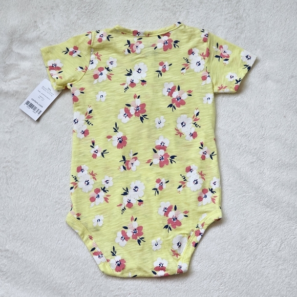 CARTER'S | Baby Girls' Floral Bodysuit, Yellow, Multicolor - Picture 4 of 6
